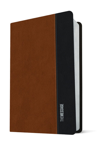 Image of The Message Deluxe Gift Bible, Large Print (Leather-Look, Saddle Tan/Black): The Bible in Contemporary Language