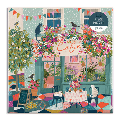 Image of Galison Afternoon Tea Puzzle, 500 Pieces, 20” x 20” - Floral Jigsaw Puzzle with a Beautiful Illustration by Victoria Ball - Thick Sturdy Pieces, Challenging Family Activity, Makes a Great Gift