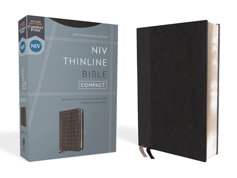 Image of NIV, THINLINE BIBLE, COMPACT, LEATHERSOFT, BLACK/GRAY, RED LETTER, COMFORT PRINT