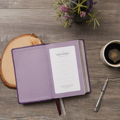Image of KJV Holy Bible: Large Print Single-Column with 43,000 End-of-Verse Cross References, Purple Leathersoft, Personal Size, Red Letter, (Thumb Indexed): King James Version