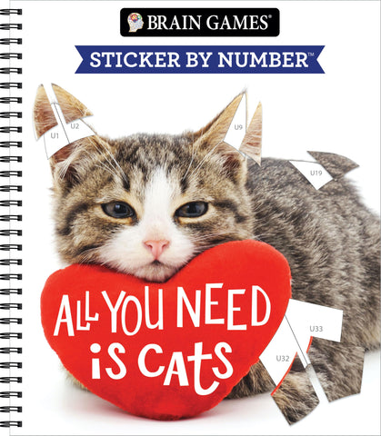 Image of Brain Games - Sticker by Number: All You Need is Cats (27 Images to Sticker)