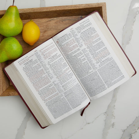 Image of KJV STUDY BIBLE, LARGE PRINT, LEATHERSOFT, MAROON/BROWN, RED LETTER: SECOND EDITION (SIGNATURE)