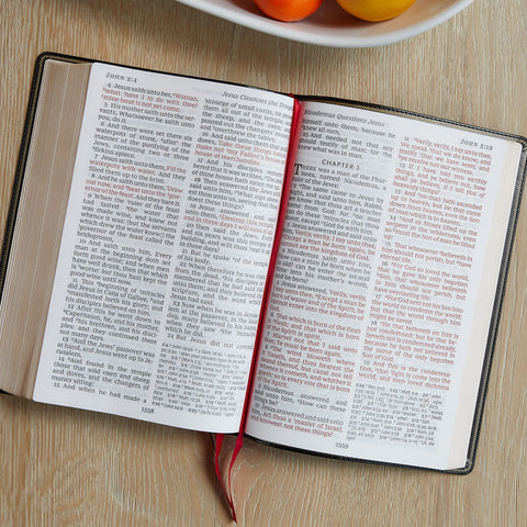 Image of KJV Holy Bible: Super Giant Print with 43000 Cross References Deluxe Black Floral Leathersoft Red Letter Comfort Print: King James Version