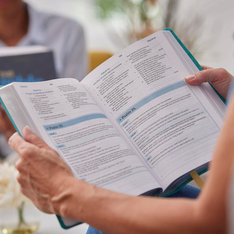 Image of NKJV The Bible Study Bible Cloth over Board Blue Comfort Print: A Study Guide for Every Chapter of the Bible