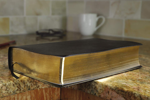 Image of KJV, Amplified, Parallel Bible, Large Print, Bonded Leather, Black, Red Letter: Two Bible Versions Together for Study and Comparison