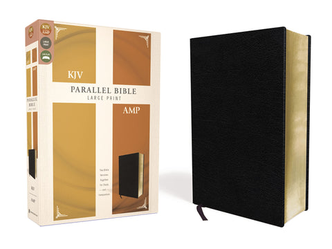 Image of KJV, Amplified, Parallel Bible, Large Print, Bonded Leather, Black, Red Letter: Two Bible Versions Together for Study and Comparison
