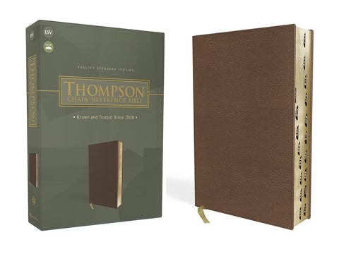 Image of ESV Thompson Chain-Reference Bible Leathersoft Brown Red Letter Thumb Indexed