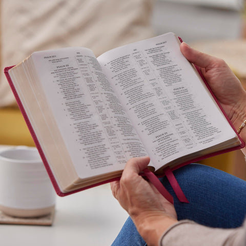 Image of NKJV Compact Center-Column Reference Bible Brown Leathersoft Red Letter Comfort Print