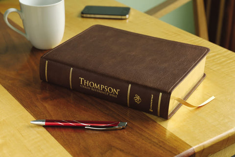 Image of ESV Thompson Chain-Reference Bible Leathersoft Brown Red Letter Thumb Indexed