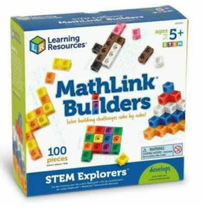 Learning Resources STEM Explorers MathLink Builders - 100 Pieces, Ages 5+, Kindergarten STEM Activities, Math Activity Set and Games for Kids, Linking Cubes, Connecting Cubes