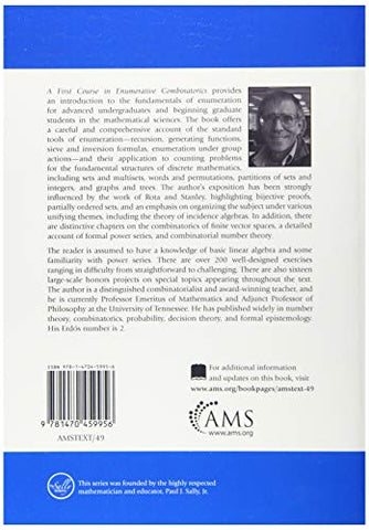 Image of A First Course in Enumerative Combinatorics (Pure and Applied Undergraduate Texts, 49)
