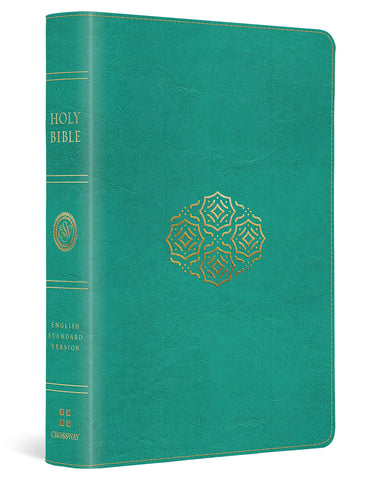 Image of ESV LARGE PRINT COMPACT BIBLE (TRUTONE TEAL, BOUQUET DESIGN)