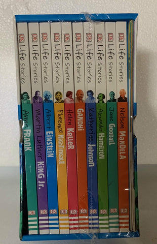 Image of Life Stories Inspirational People 10 Books Collection with Bookmarks and a Fun write-On Poster: Mandela, Goodall, Hamilton, Johnson, Gandhi, Keller, Nightingale, Einstein, King Jr, & Frank