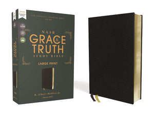 NASB The Grace and Truth Study Bible (Trustworthy and Practical Insights) Large Print European Bonded Leather Black Red Letter 1995 Text Comfort Print