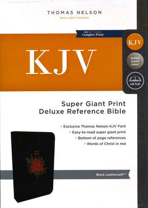 KJV Holy Bible: Super Giant Print with 43000 Cross References Deluxe Black Floral Leathersoft Red Letter Comfort Print: King James Version