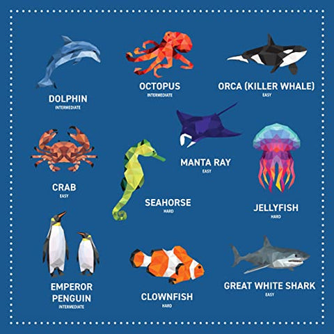 Image of My Sticker Paintings: Ocean Animals: 10 Magnificent Paintings (Happy Fox Books) For Kids 6-10 - Jellyfish, Dolphins, Penguins, Sharks, and More, with 30 to 140 Removable, Reusable Stickers per Design