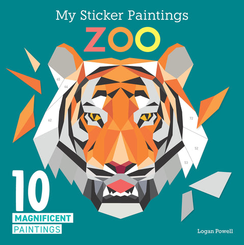 Image of My Sticker Paintings: Zoo: 10 Magnificent Paintings (Happy Fox Books) For Kids Ages 6-10 - Tiger, Wolf, Elephant, Giraffe, and More, with 50-100 Removable, Reusable Stickers per Design