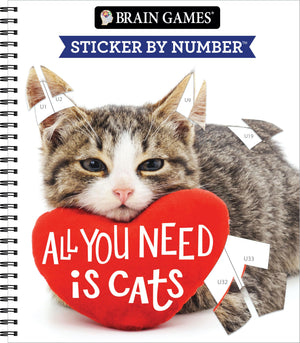 Brain Games - Sticker by Number: All You Need is Cats (27 Images to Sticker)