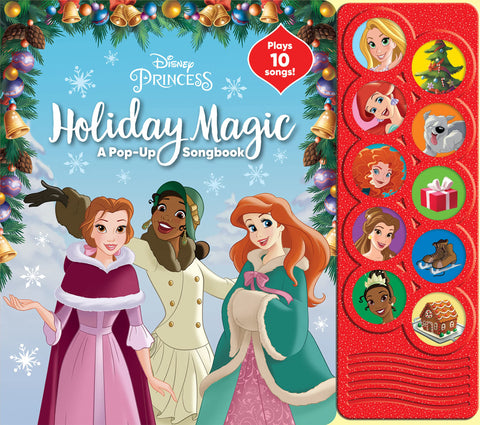 Image of Disney Princess Belle, Ariel, Tiana, and More! - Holiday Magic Pop-Up Song Book - Interactive Sound Book with Pop-Up Flaps - PI Kids