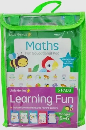 Little Genius Learning Fun 5-Book Set (Handwriting/Math/Phonics/Time, Money & Fractions/Word Search)