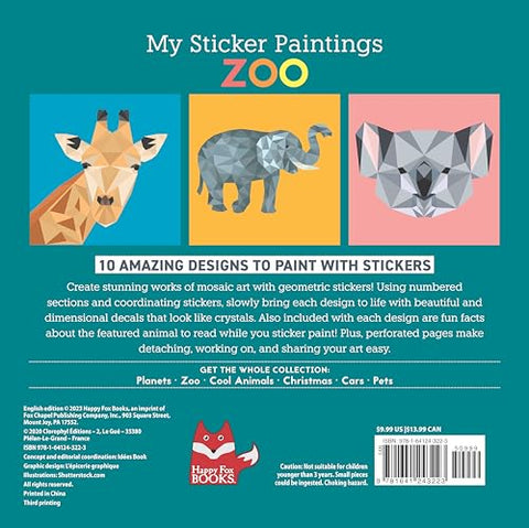 Image of My Sticker Paintings: Zoo: 10 Magnificent Paintings (Happy Fox Books) For Kids Ages 6-10 - Tiger, Wolf, Elephant, Giraffe, and More, with 50-100 Removable, Reusable Stickers per Design