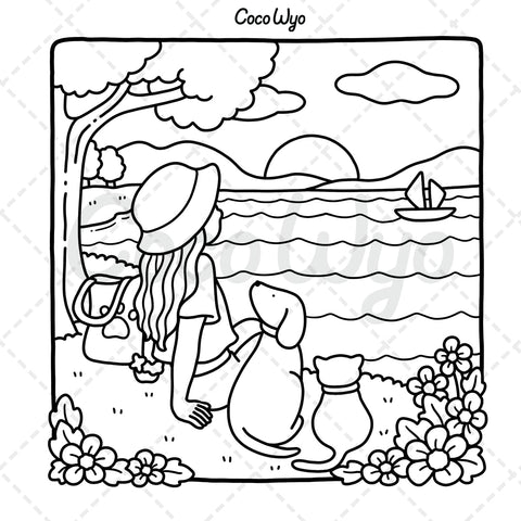 Image of Girl Moments: Coloring Book for Adults and Teens Featuring Cute Cozy Daily Activities for Relaxation (Cozy Spaces Coloring)