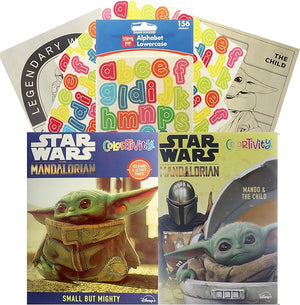 Set of Two of The Star Wars The Madalorian Coloring and Activity Book Set Staring Baby Yoda and Alphabet Stickers
