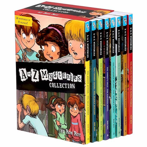 Image of A TO Z MYSTERIES COLLECTION:8 Book Box Set-16 Stories A-P, Absent Author,Bald Bandit,Canary Caper,Deadly Dungeon,Empty Envelope,Falcon’s Feathers,Goose’s Gold,Haunted Hotel Invisible Island Etc.